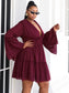 Plus Size Flare Sleeve Plunge Mini Dress