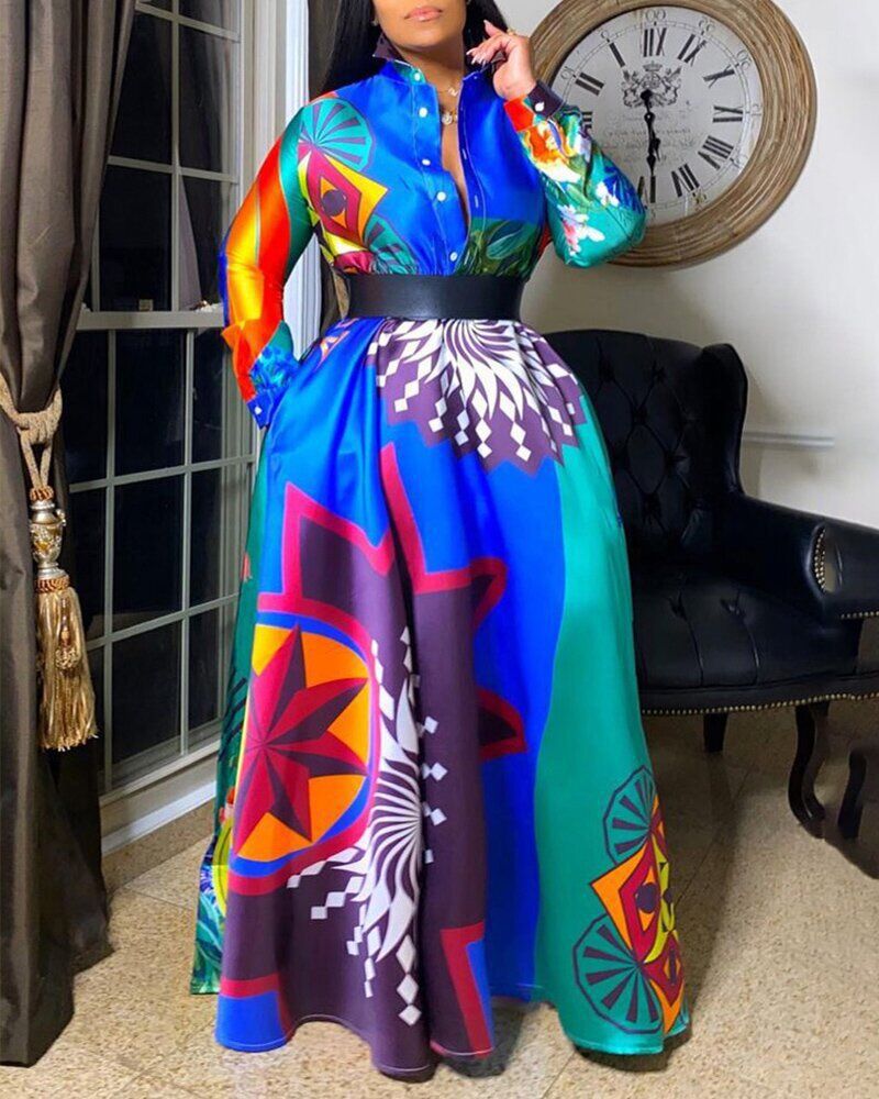 African Dresses For Women Polyester Fashion Spring Summer African Printed  Dress