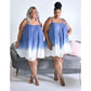 Summer dress women clothing  halter blue ombre loose sexy mini dresses