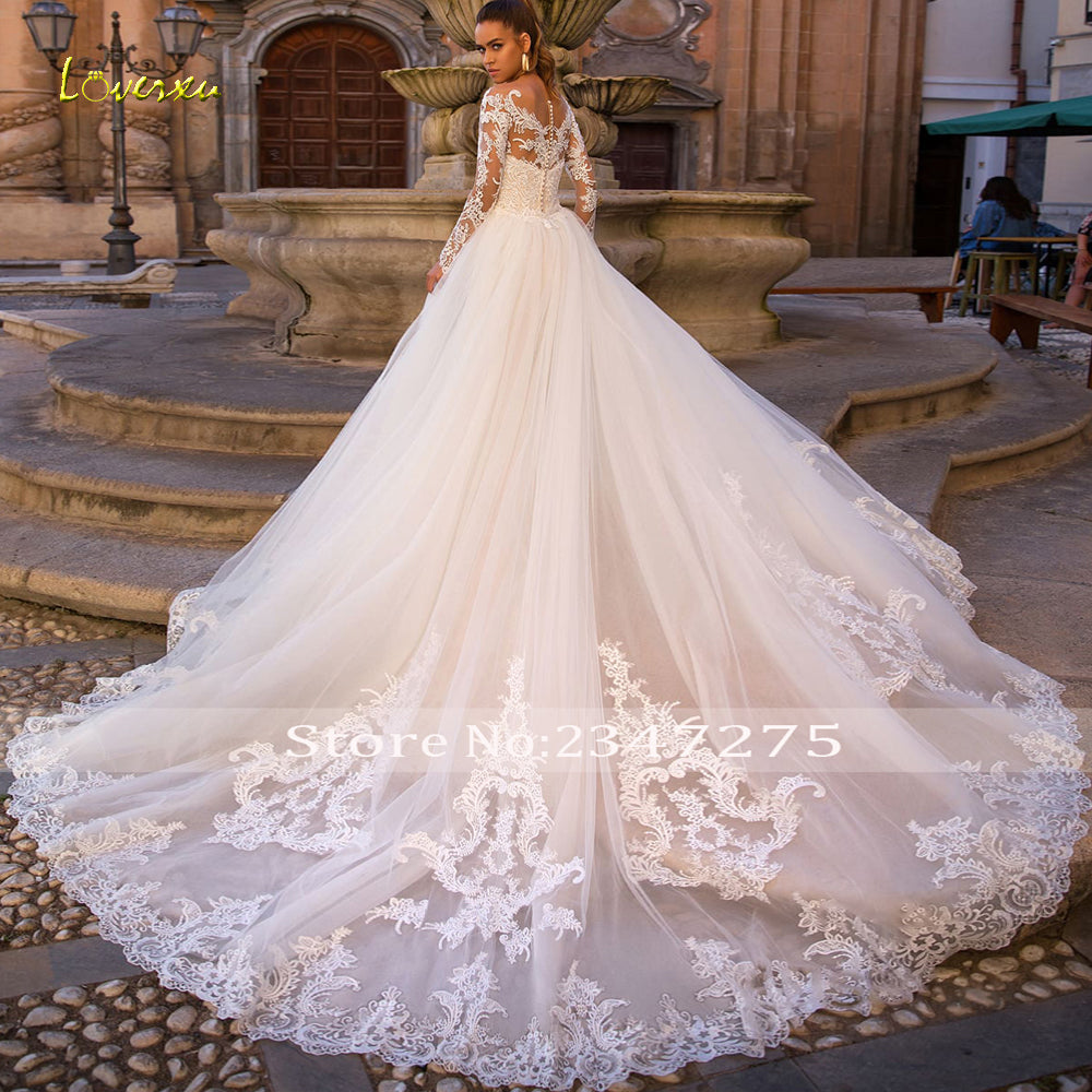 Original Luxury Open Hanging Beads Back Long Sleeve Lace Mermaid Fit and  Flare Wedding Dress Bridal Gown With Train -  Norway