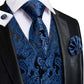 Hi-Tie 100% Silk Ivory Beige Champagne Gold Mens Vests Tie Hankerchief Cufflinks Set Jacquard Vine Waistcoat for Men Suit Dress